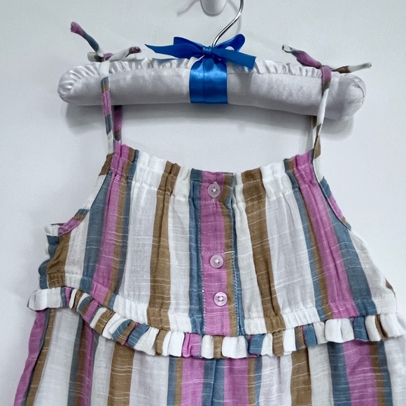NWT Rise Little Earthling Organic Striped Romper Girl size 4-5 - Picture 5 of 9